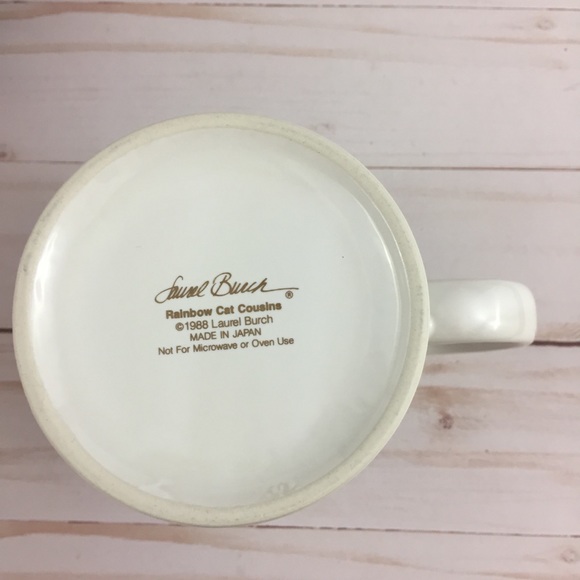 2 VTG Laurel Burch Coffee Mugs 1988 Ancient Ancestors Rainbow Cat Cousins Japan - Picture 2 of 8